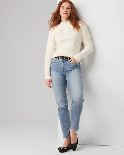 High-Rise Everyday Soft Denim™ Embellished Straight Jean