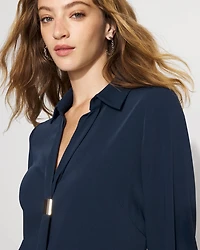 Tie-Neck Twill Shirt Dress