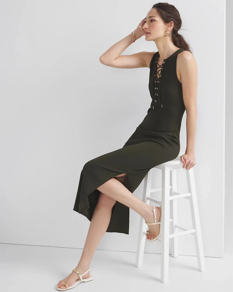 WHBM® FORME Ribbed Lace-Up Dress