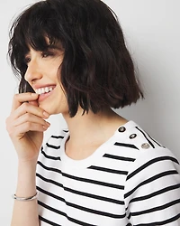 WHBM FORME™ Ribbed Stretch Button Shoulder Tee