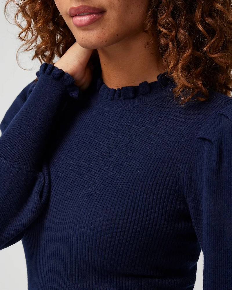 Cashmere Blend Blouson Sleeve Pull Over