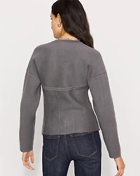 Corset Detail Zip-Up Sweater Jacket