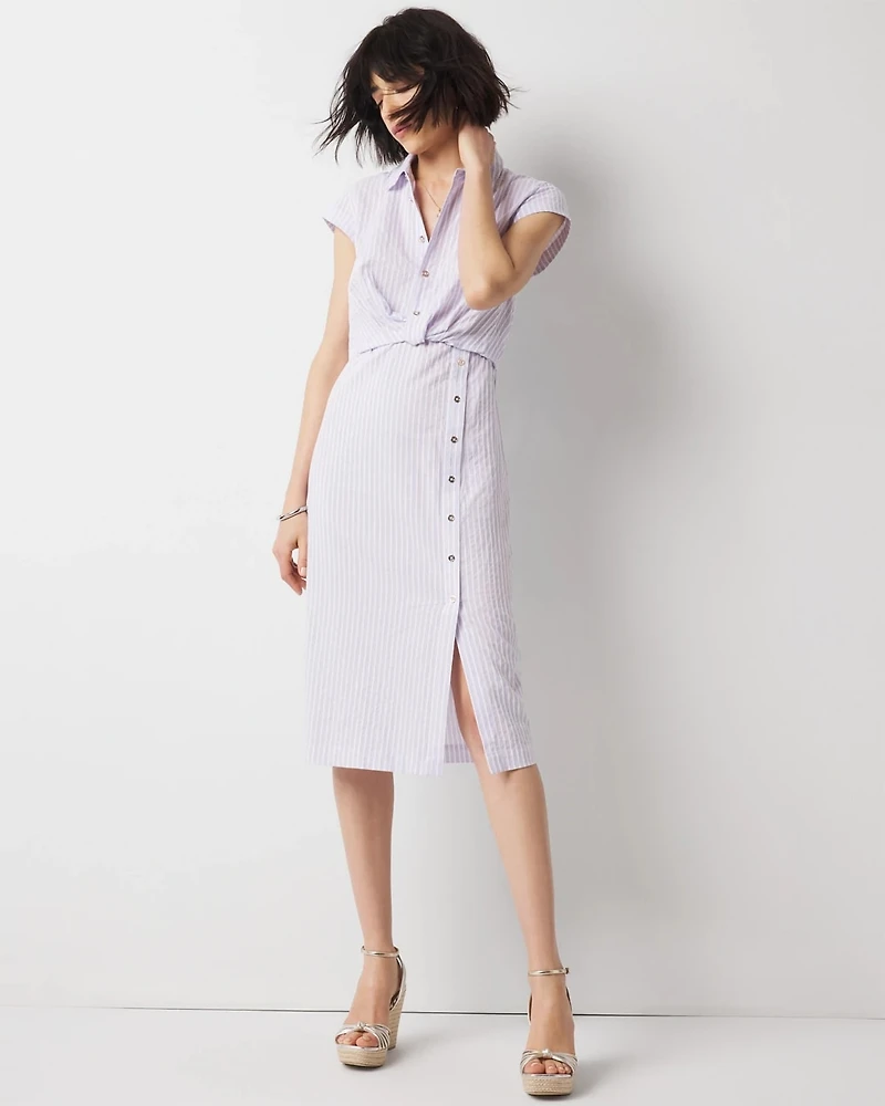 Short Sleeve Button Detail Dress