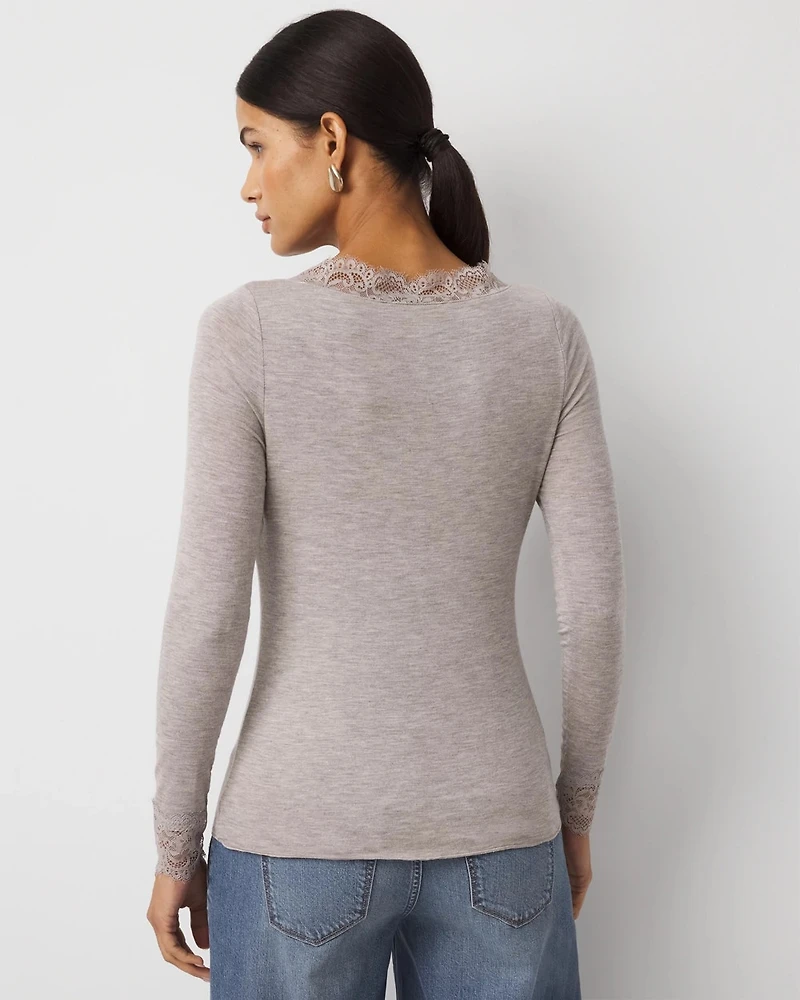 Lace Trim Long Sleeve Tee