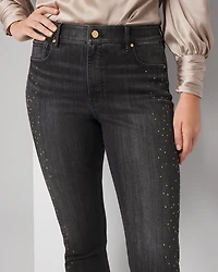 High-Rise Embellished Slim Ankle Jeans