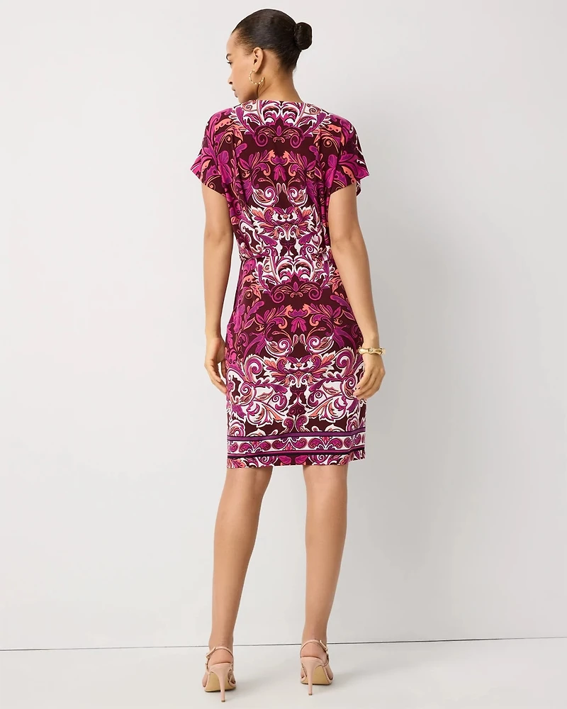 Pleated V-neck Dress