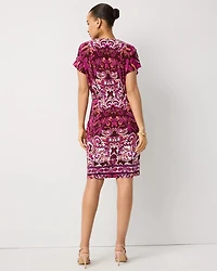 Pleated V-neck Dress