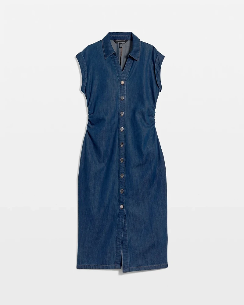 Button Front Midi Shirt Dress