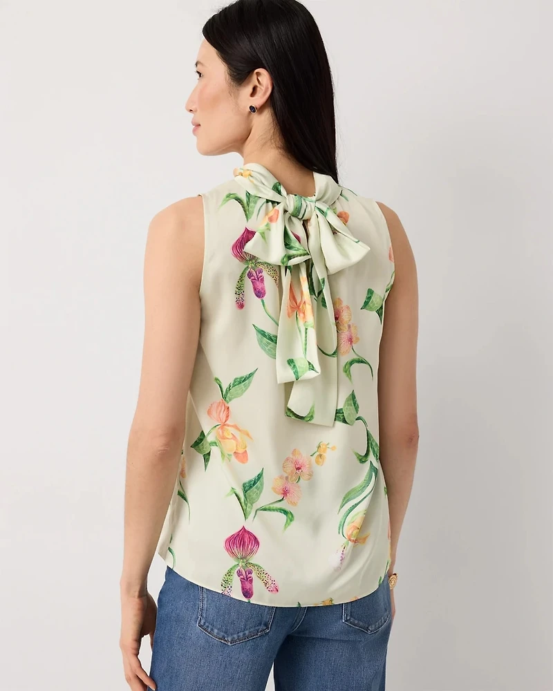 Bow Back Satin Halter Blouse