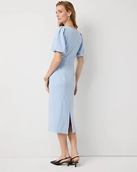 Puff Sleeve Midi Sheath Dress