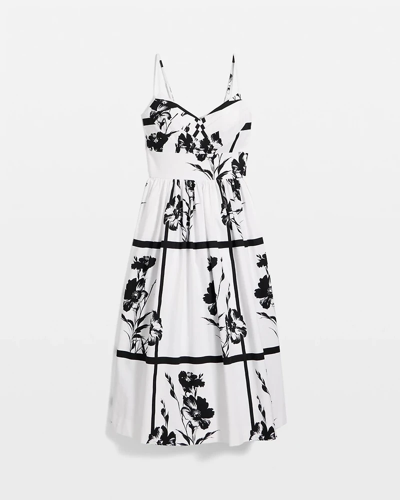 Pleated V-neck Midi Dress