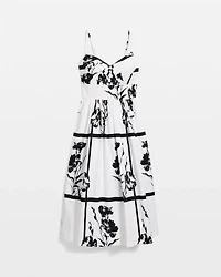 Pleated V-neck Midi Dress