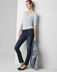 Cashmere-Blend Puff Elbow-Sleeve Cardigan