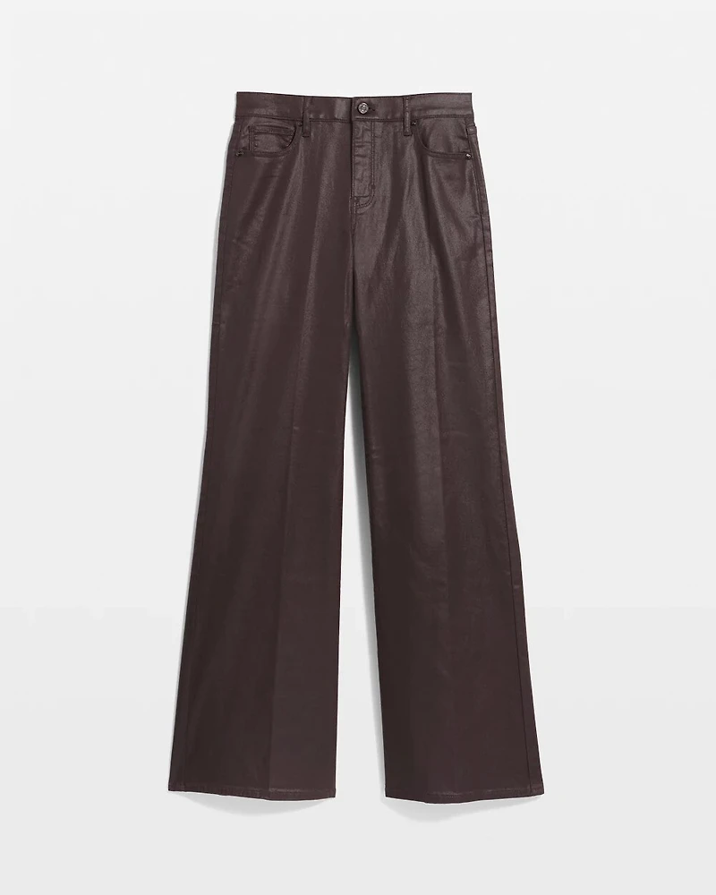 Coated Denim High Rise Wide Leg Jean