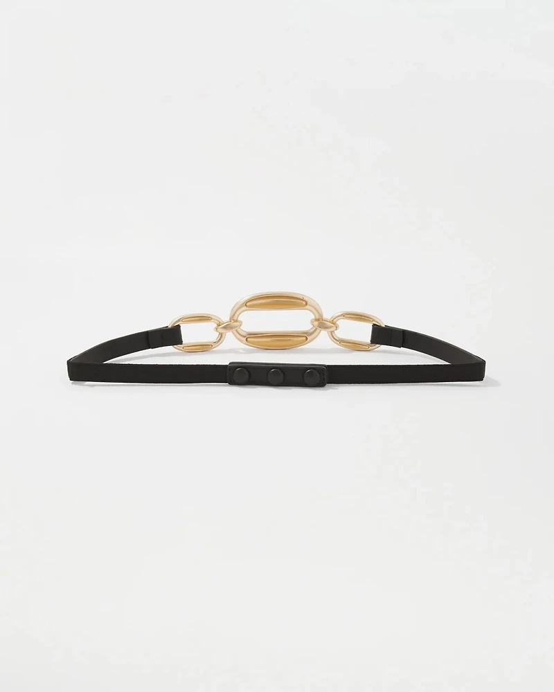 Links Faux Leather Skinny Belt
