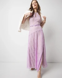 Sleeveless Halter Lace Maxi Dress