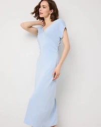 Gathered Waist Short Sleeve Midi Dress