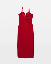 Strapless Velvet Midi Dress