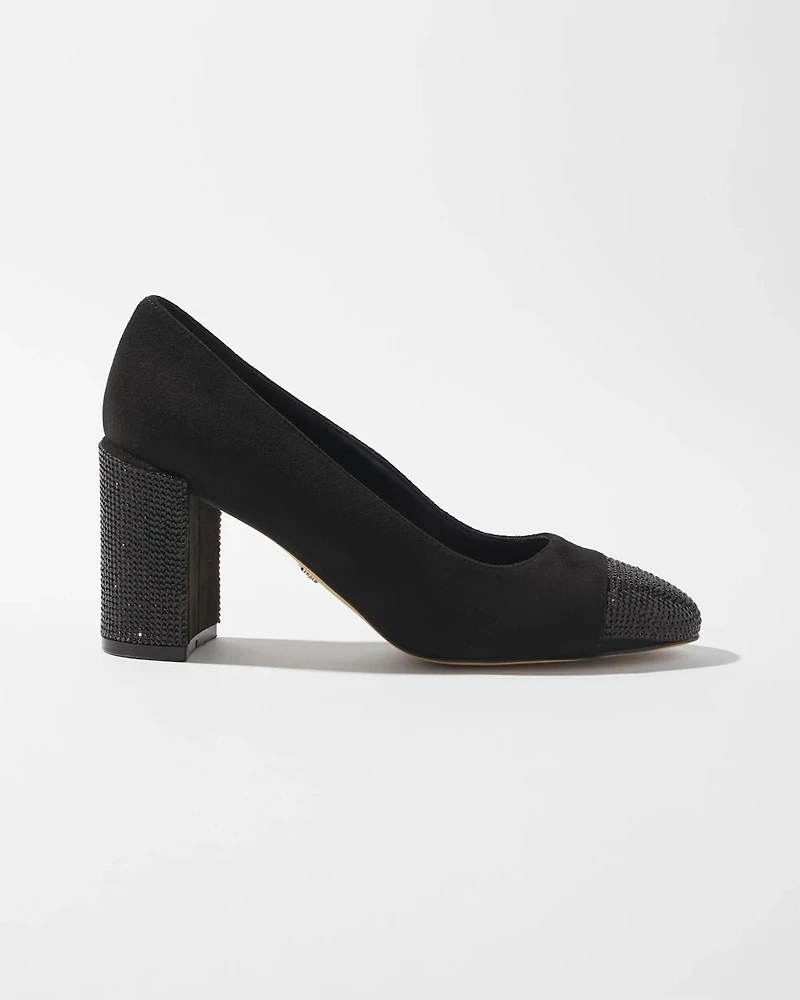 Black Crystal Embellished Pumps