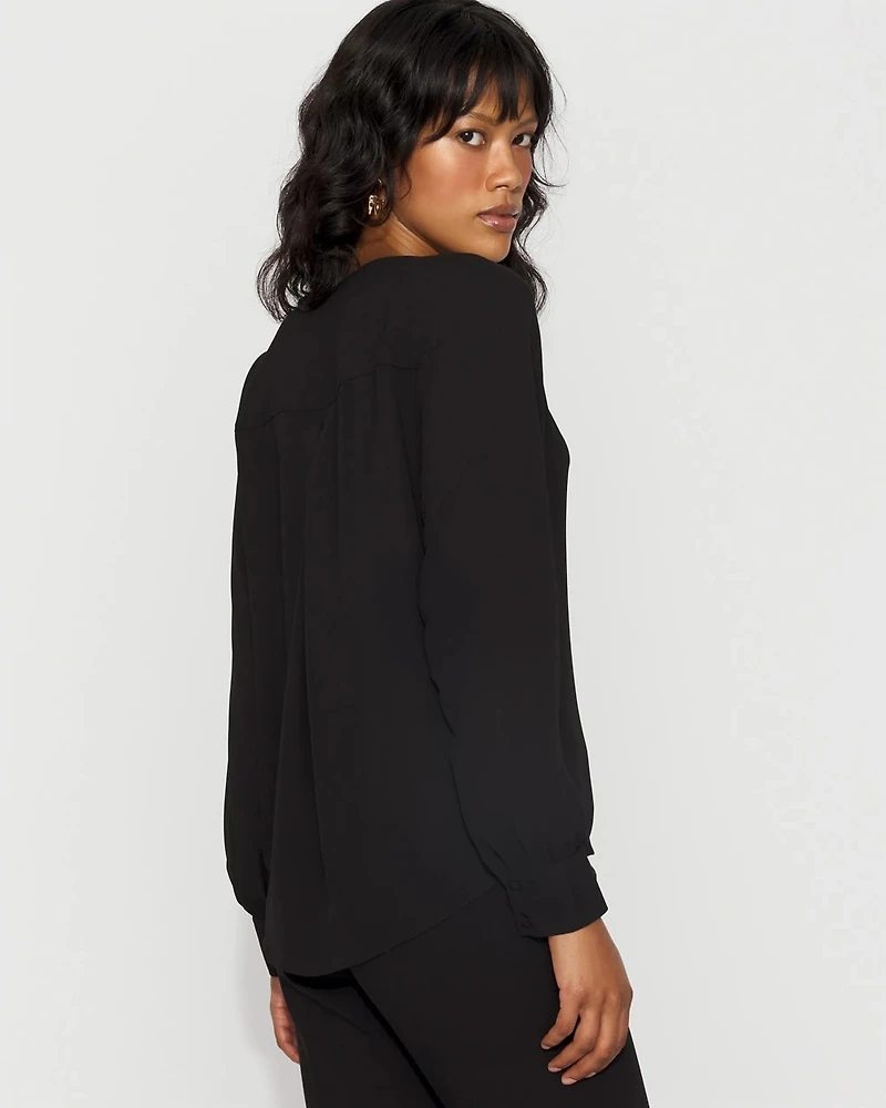 Long-Sleeve Button-Up Blouse