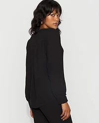 Long-Sleeve Button-Up Blouse