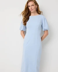 Puff Sleeve Midi Sheath Dress