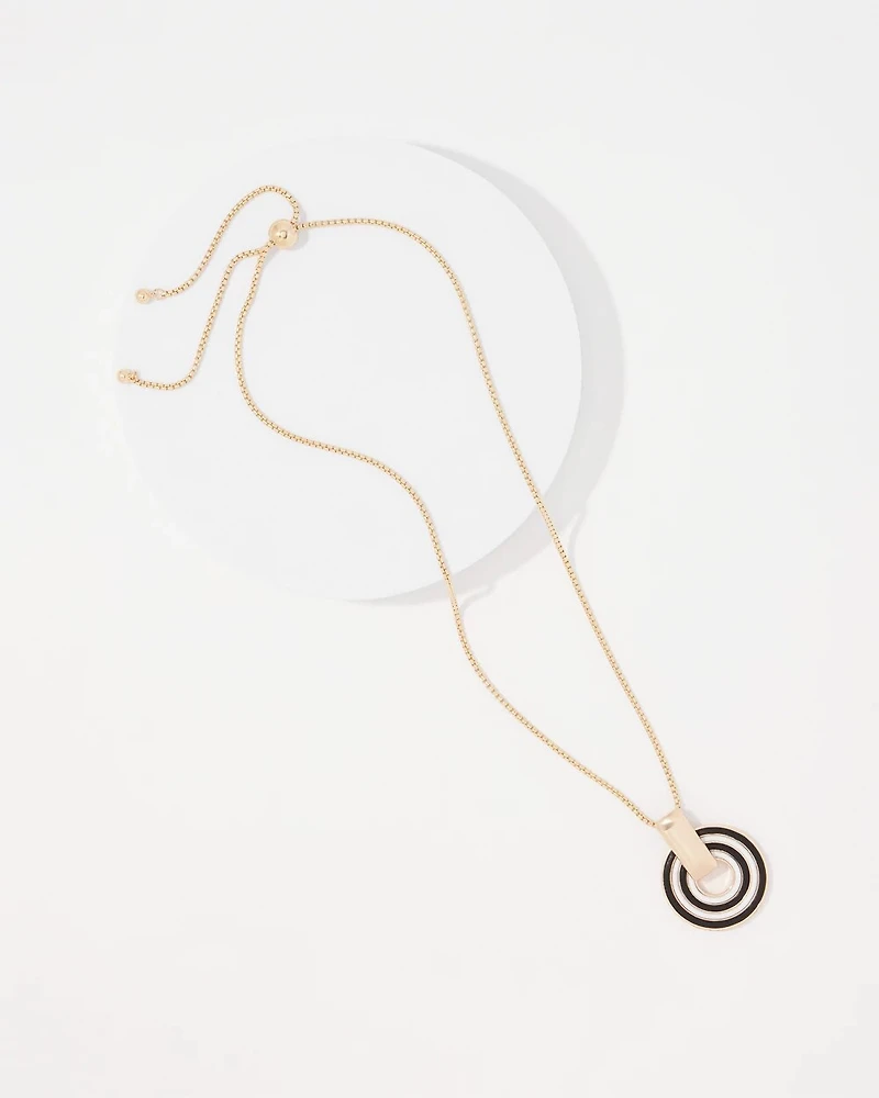 Gold Corded Inlay Pendant Necklace
