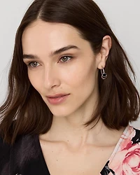 Navy Blue Glass Stone Hoop Earrings