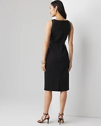 Petite Boatneck Sheath with Faux Leather Insets