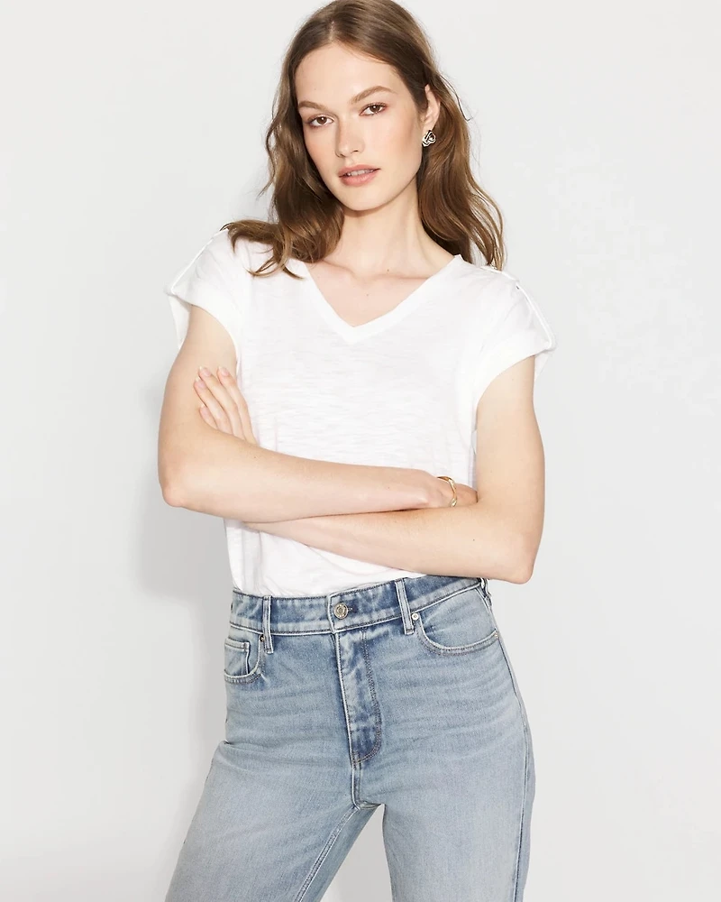 V-Neck Tee with Epaulets