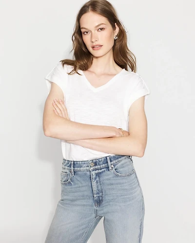 V-Neck Tee with Epaulets