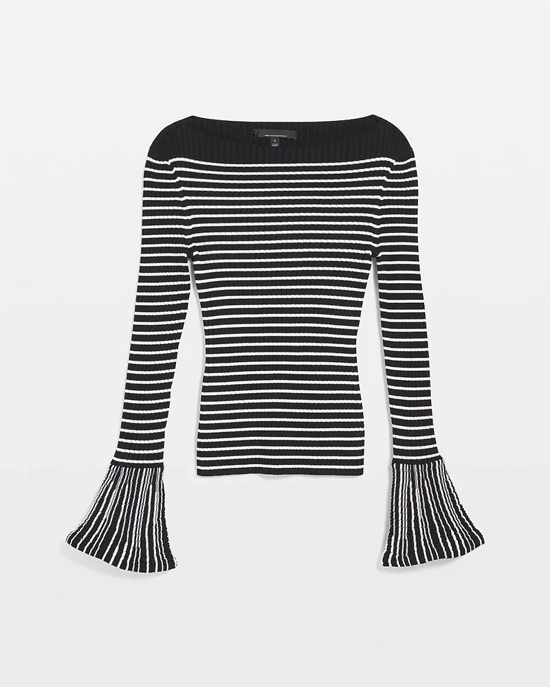 Petite Striped Flared Cuff Sweater