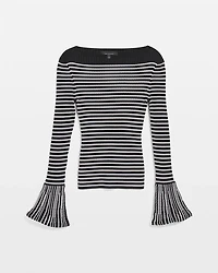 Petite Striped Flared Cuff Sweater