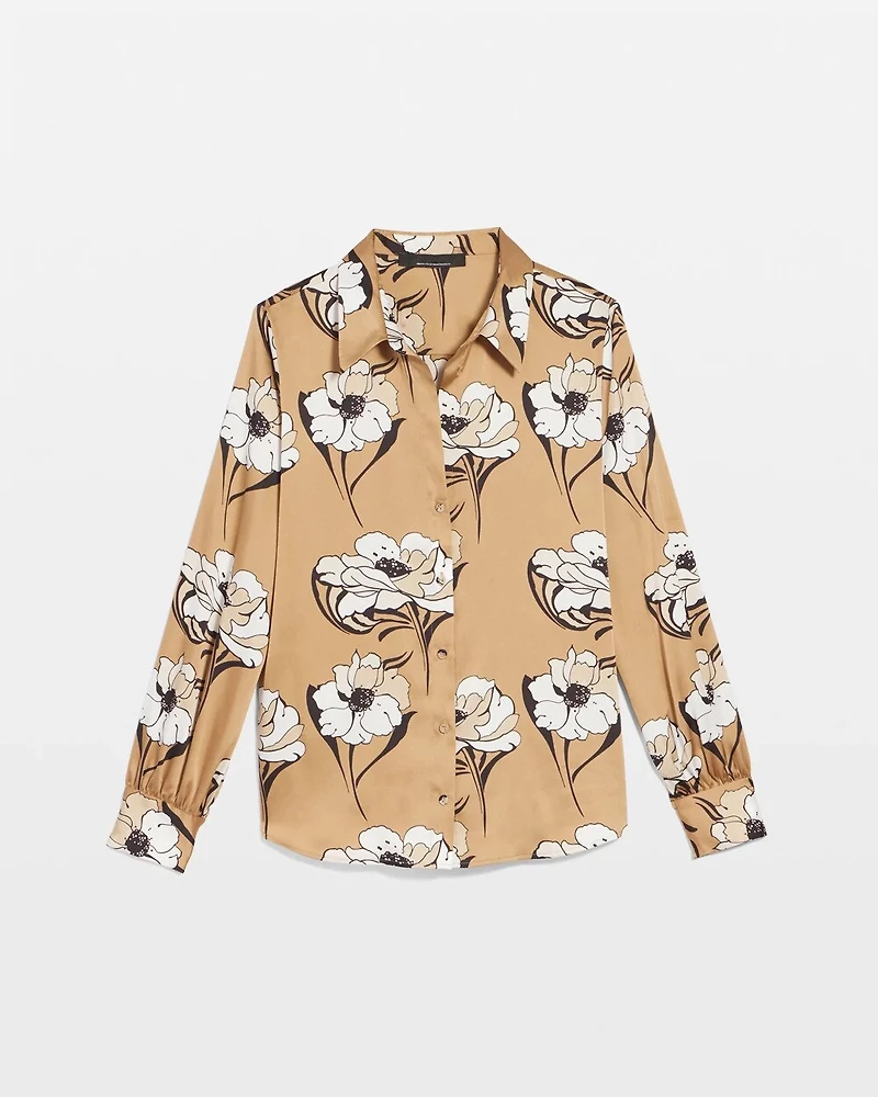 Long Sleeve Cuff Satin Shirt