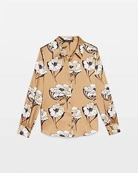 Long Sleeve Cuff Satin Shirt