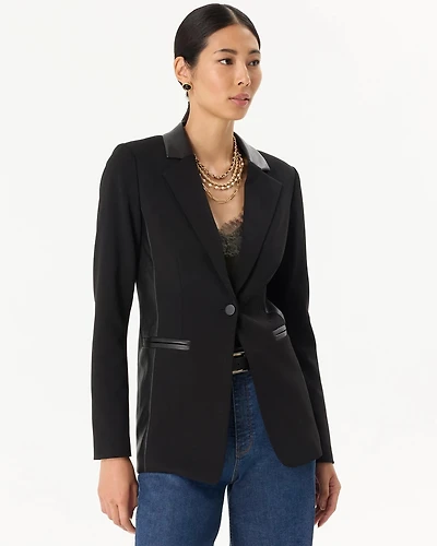Petite WHBM® Knit Crepe One-Button Blazer