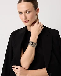 Navy Blue Stone Mixed Metal Stretch Bracelet