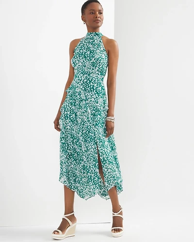 Ruffle Halter Midi Dress