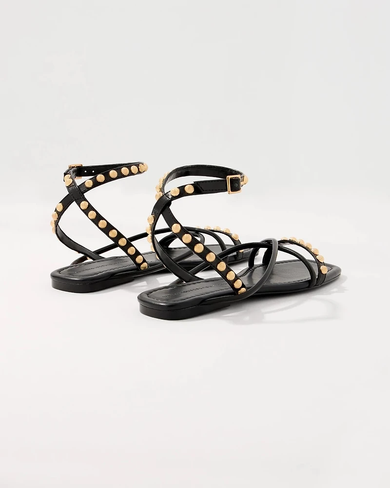 Studded Faux Wrap Gladiator Sandals