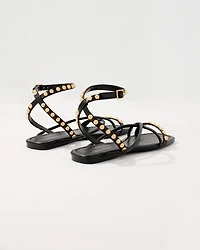 Studded Faux Wrap Gladiator Sandals