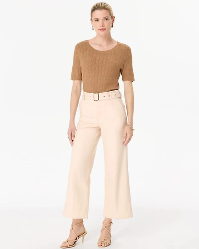 Extra High Rise Coated Wide-Leg Crop