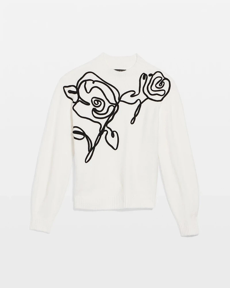 Floral Applique Pullover Sweater