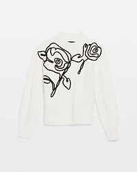 Floral Applique Pullover Sweater
