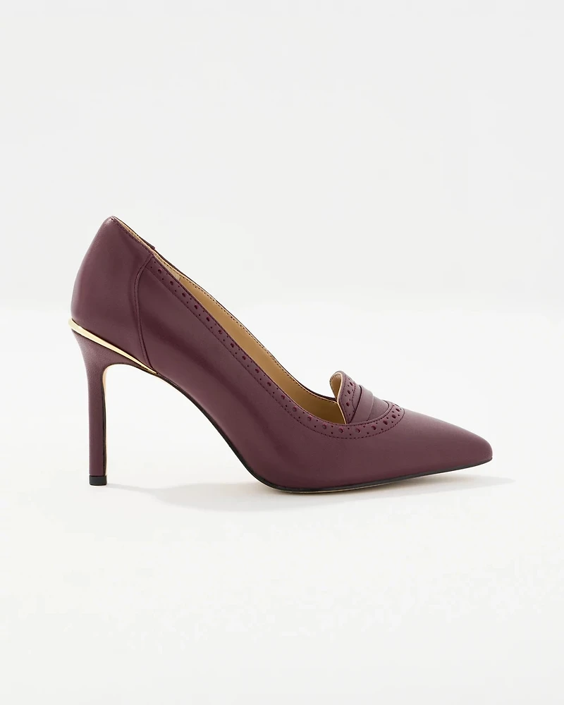 Brogue Detail Leather Pumps
