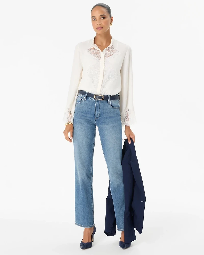 Lace Detail Crepe Shirt