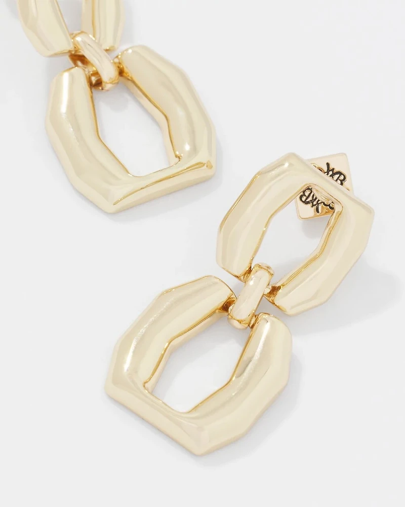 Gold Double Links Drop Earrings