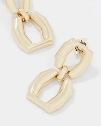 Gold Double Links Drop Earrings