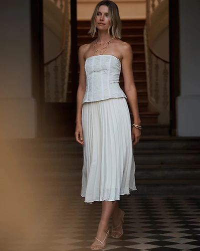 Bustier Pleated Midi Dress