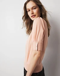 Cashmere-Blend Puff-Sleeve Sweater