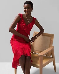 Eyelet Ruffle Wrap Dress
